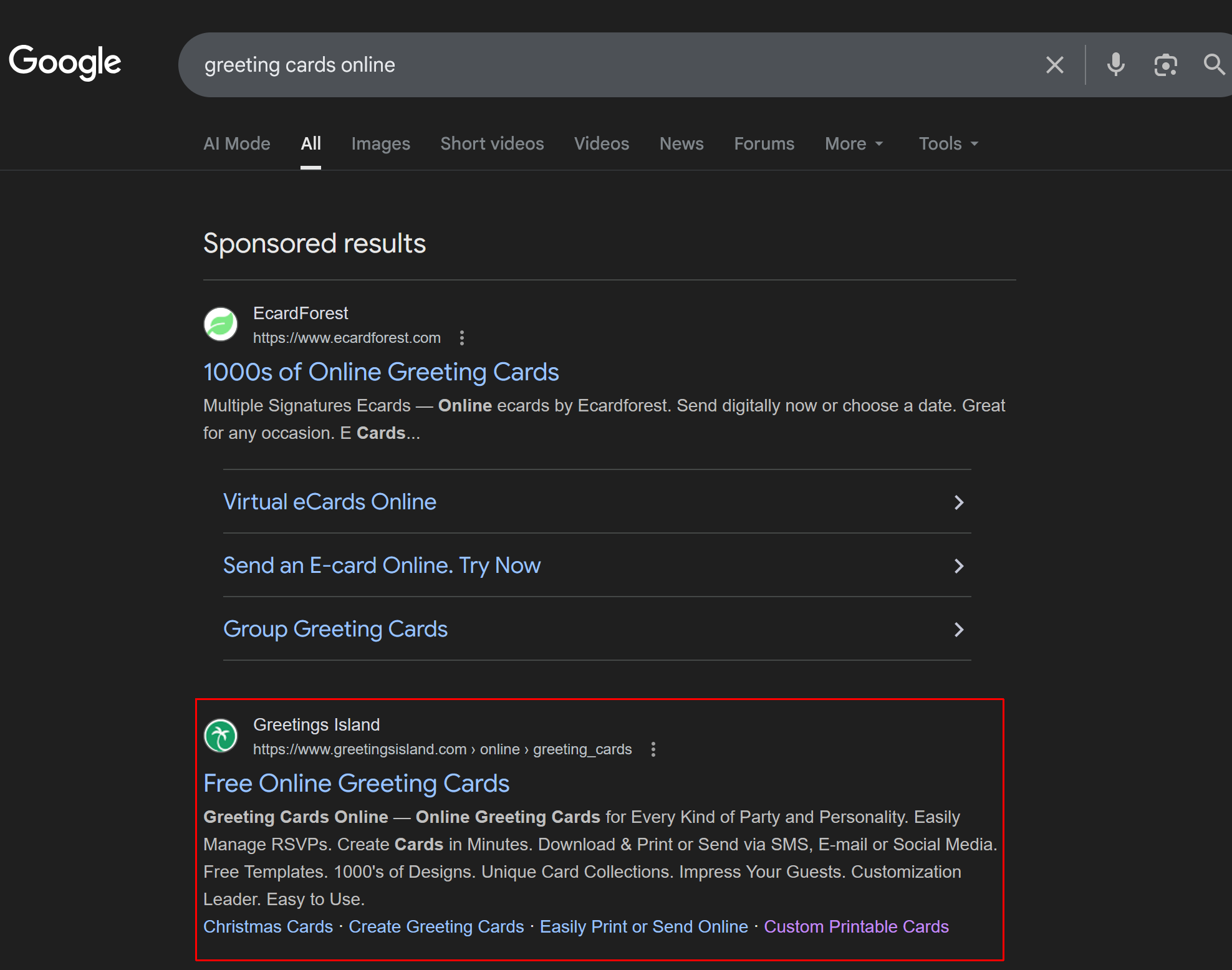 Greetings Island #1 for greeting cards online