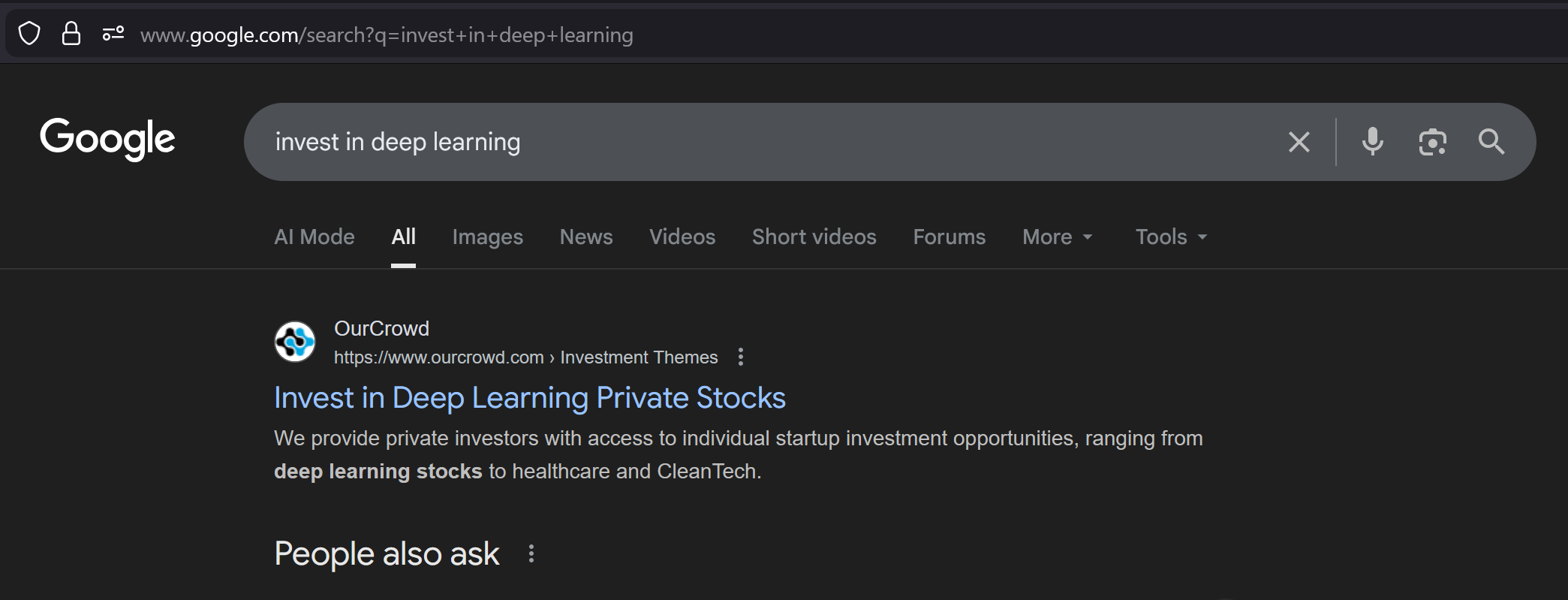OurCrowd #1 for invest in deep learning