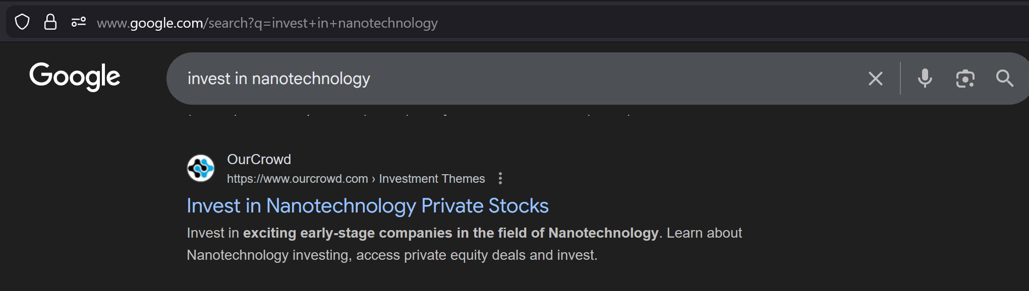 OurCrowd #1 for invest in nanotechnology