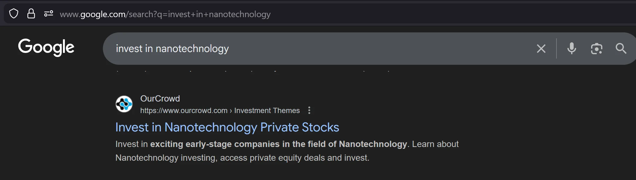 OurCrowd #1 for invest in nanotechnology