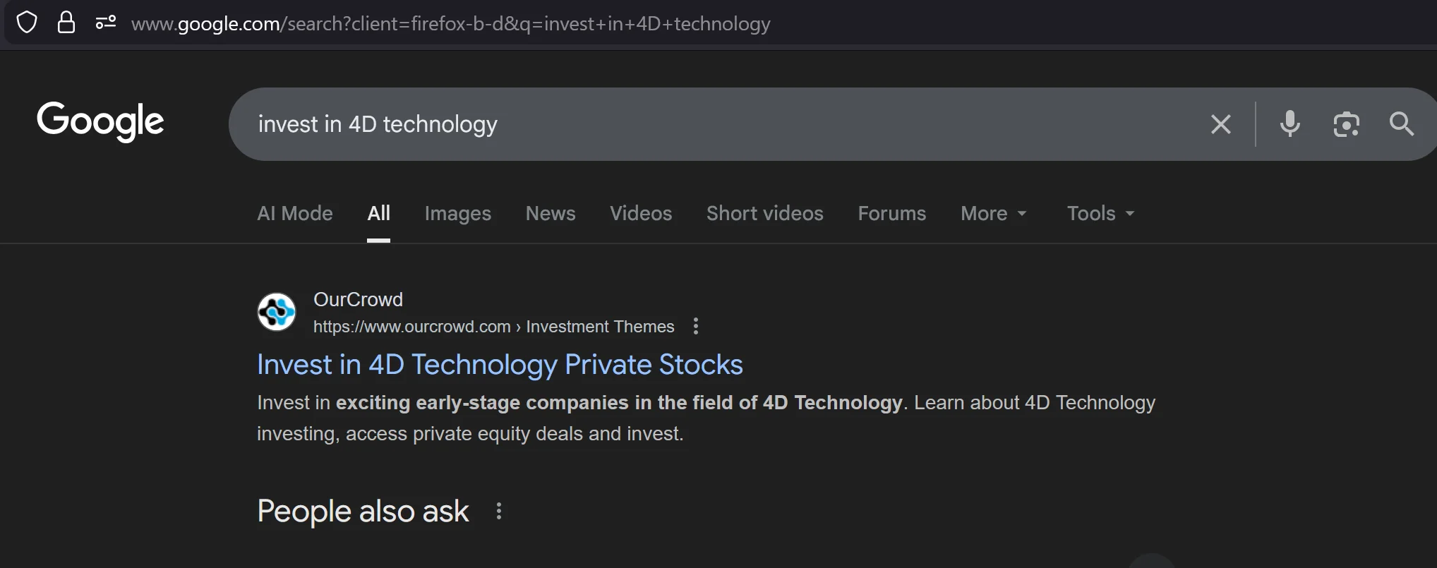 OurCrowd #1 for invest in 4D technology