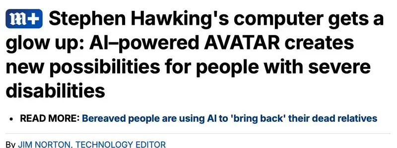 Daily Mail - Stephen Hawking AI Avatar